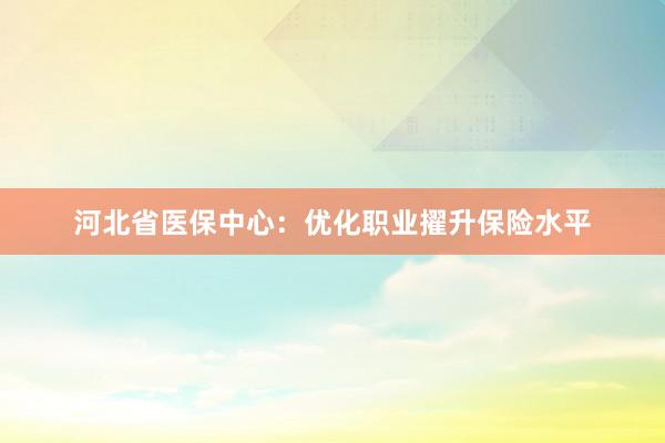 河北省医保中心：优化职业擢升保险水平